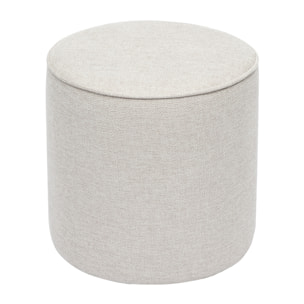 Pouf rond en tissu effet velours texturé beige D40 cm PAUL