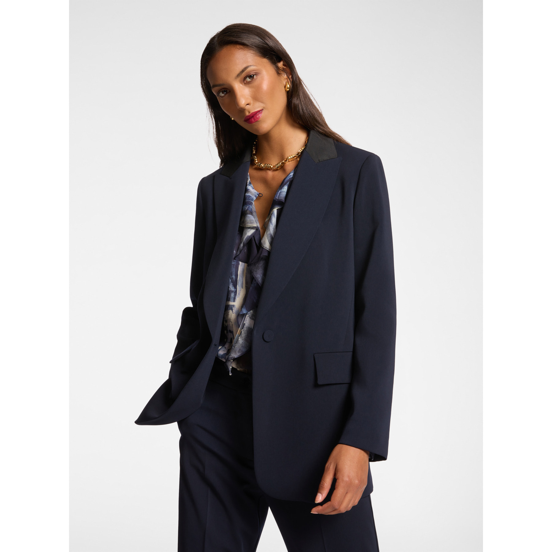 Elena Mirò - Blazer en tejido crepé - Azul