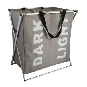 Panier à  linge 2 compartiments DARK LIGHT (2x40L) Taupe MSV