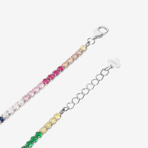 Bracciale Tennis Arcobaleno in Argento 925 placcato Platino con Cubic Zirconia