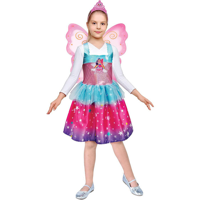 Costume Carnevale Travestimento Bambina Vestito Barbie Fairy Con Ali