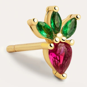 Orecchino Singolo Tropical Strawberry Argento Placcato Oro