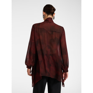 Elena Mirò - Blusa stampata in viscosa con fiocco - Bordeaux