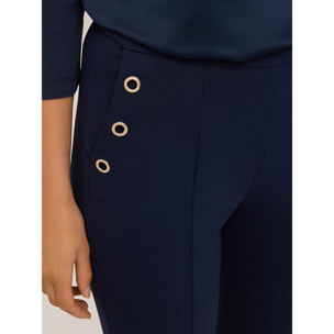 Motivi - Pantaloni regular con motivo occhielli - Blu