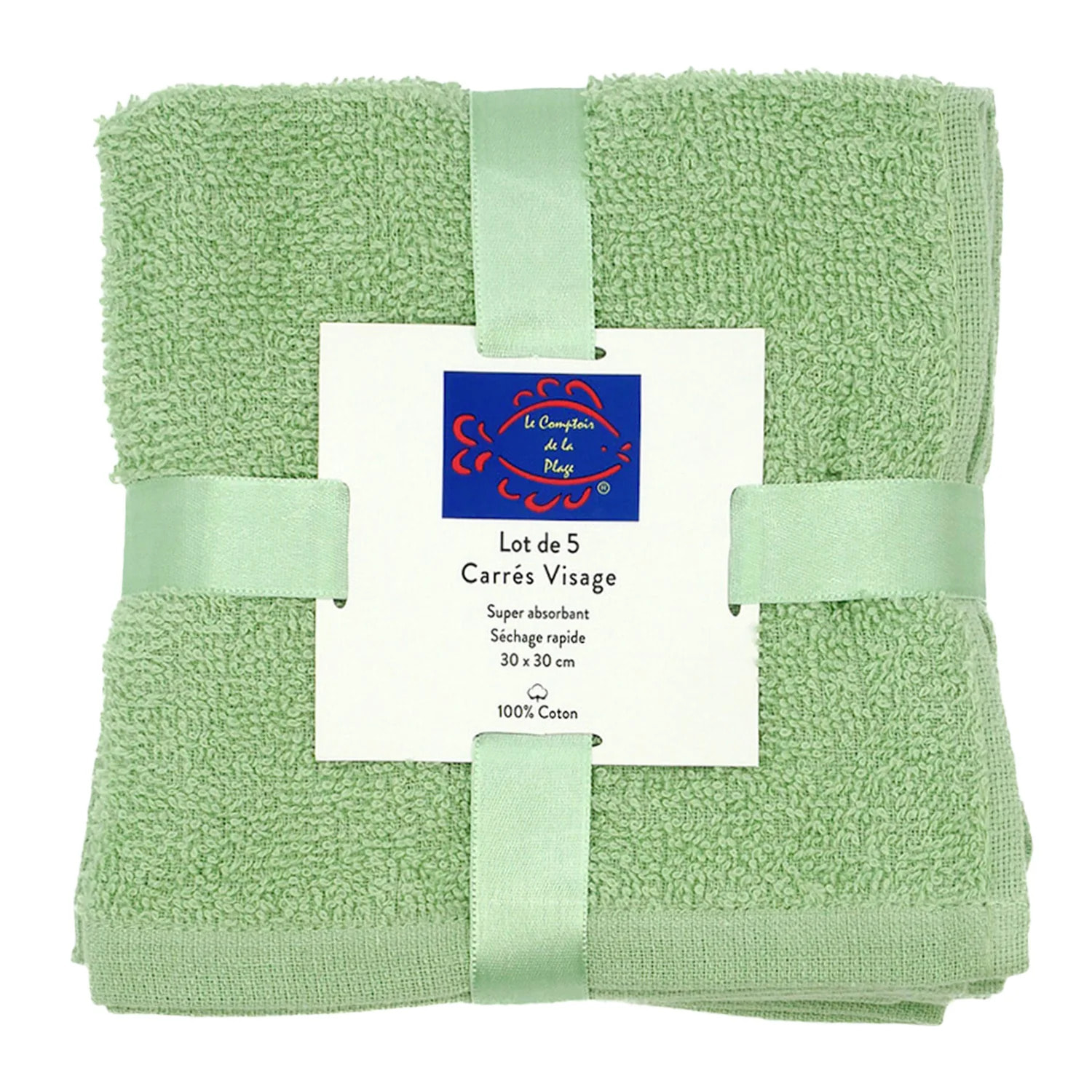 Lot de 5 carrés visage 30x30cm - Vert