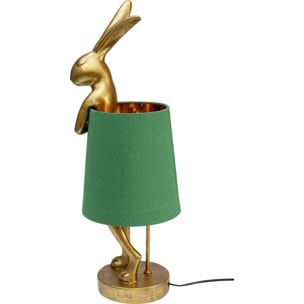 Lampe Animal lapin dorée et verte 68cm Kare Design