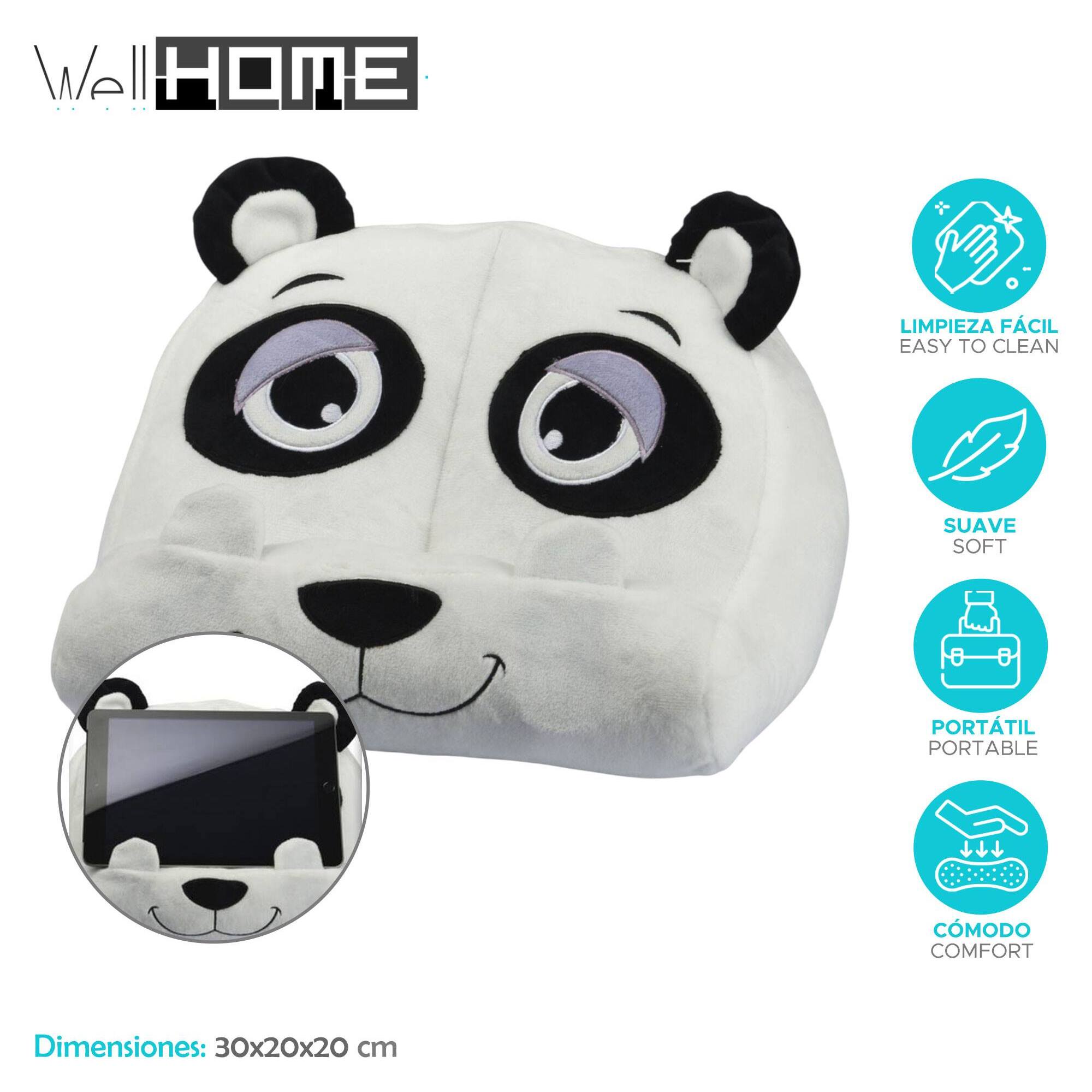 Well home - soporte de peluche para libros o tables en diseño de panda 30x20x20cm