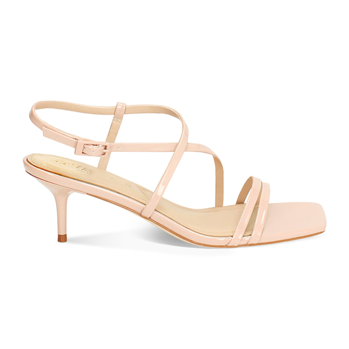 Sandalo donna nude in vernice, tacco 5,5 cm