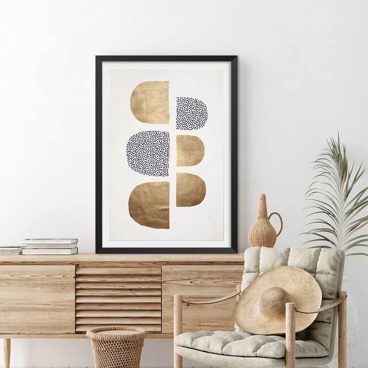 Affiche dessin ""Bauhaus Glitter"" Affiche sous cadre noir