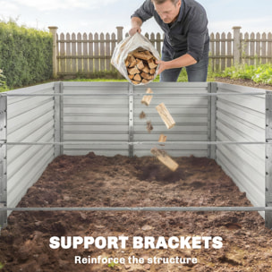 Carré potager jardinière dim. 240 x 120 x 60 cm tôle d'acier ondulée argent
