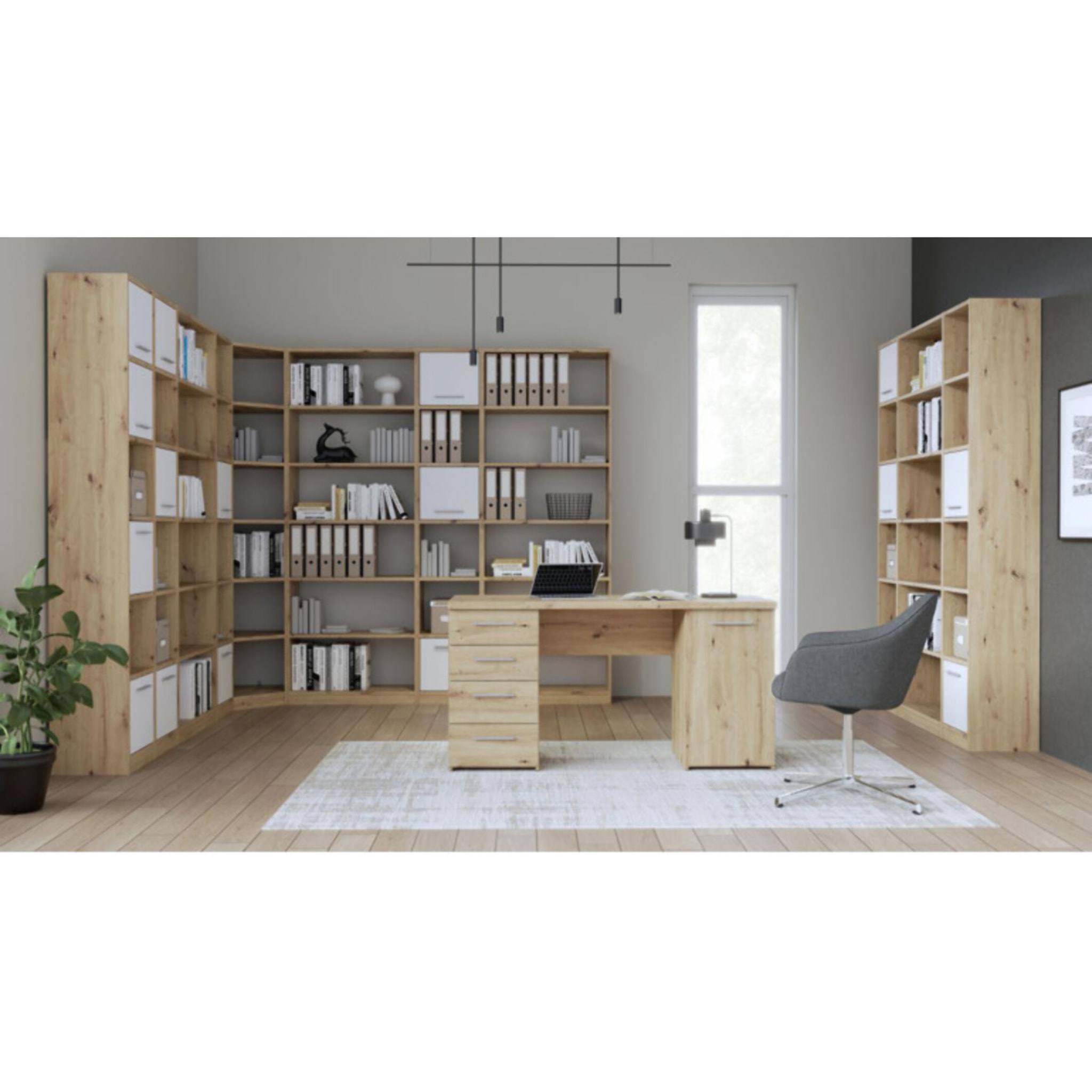 Etagère bibliothèque L.80 cm à 5 tablettes effet bois chêne - CANDY