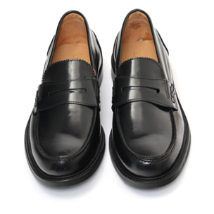 Mocassino modello saxone in pelle abrasivato fondo cuoio