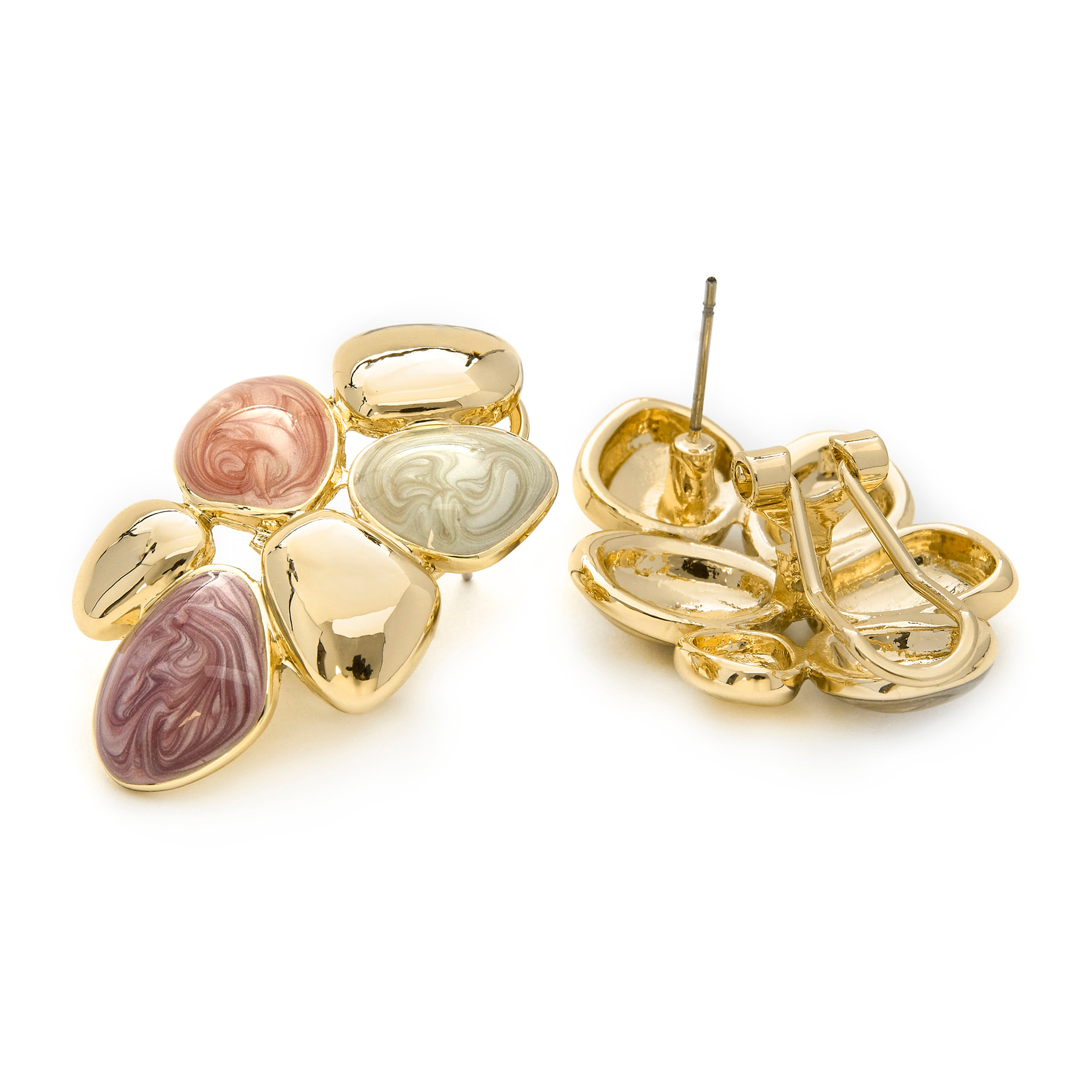 Pendientes de Resina Naranja acabados en oro amarillo de 18K