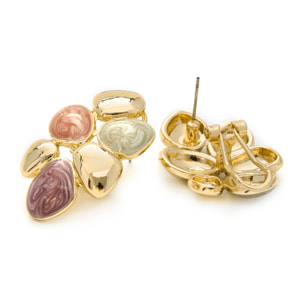 Pendientes de Resina Naranja acabados en oro amarillo de 18K