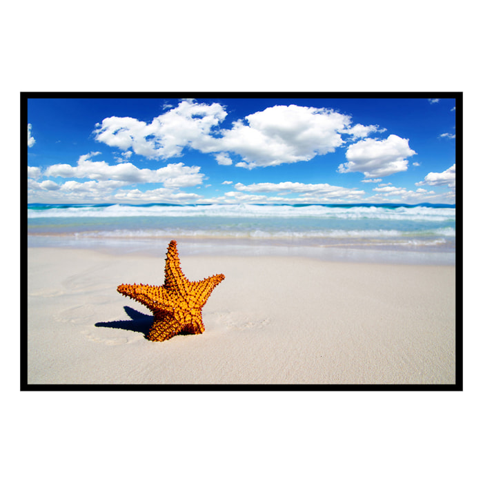 Affiche encadrée étoile de mer sur plage Affiche + cadre en métal - Noir