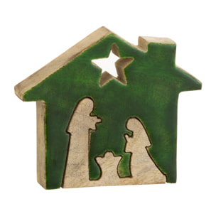 J-Line décoration Crèche Maison - bois - vert/naturel - small