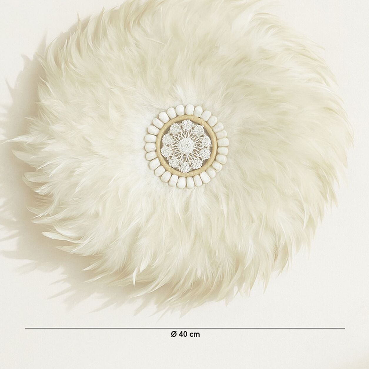 Décoration en plumes jujuhat naturelles et coquillages 40cm KAPAU