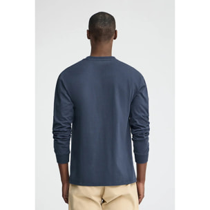 Maglietta blu denim a maniche lunghe, fit dritto con ricamo Rigby Go