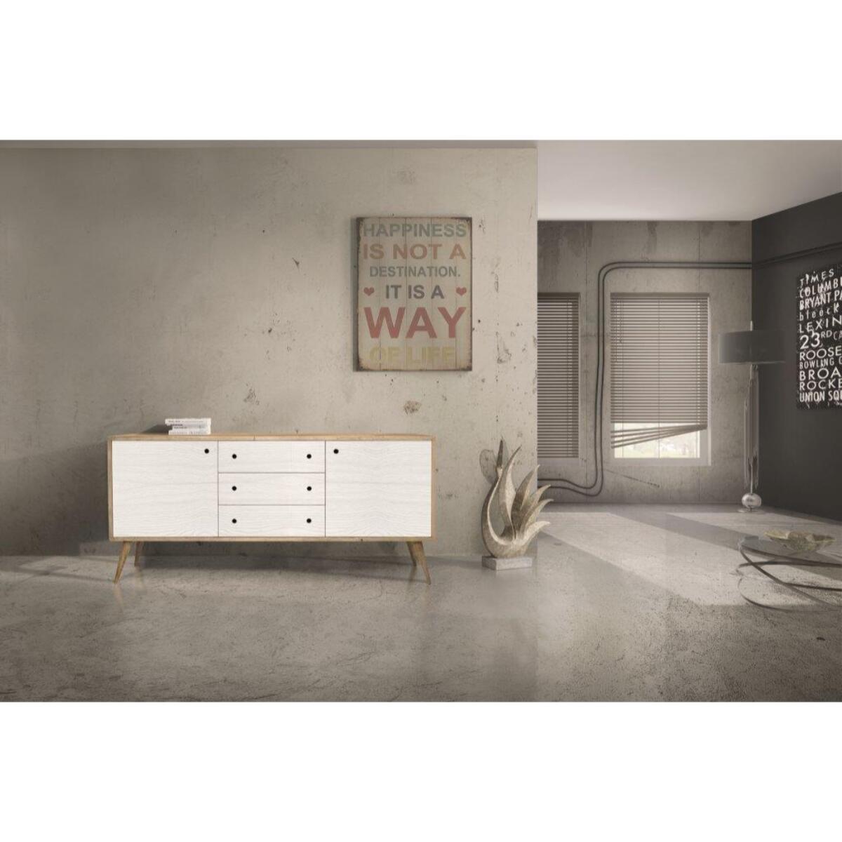 Credenza SOFFIANO in abete spazzolato e bianca. Misure: 185x50 cm H 84 cm.