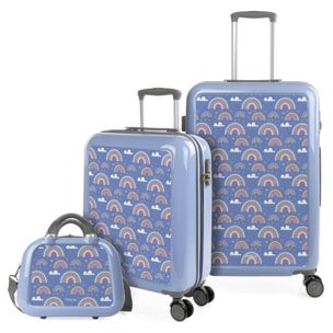 Juego De Maletas Pc Itaca Base Azul Azul Arcoiris