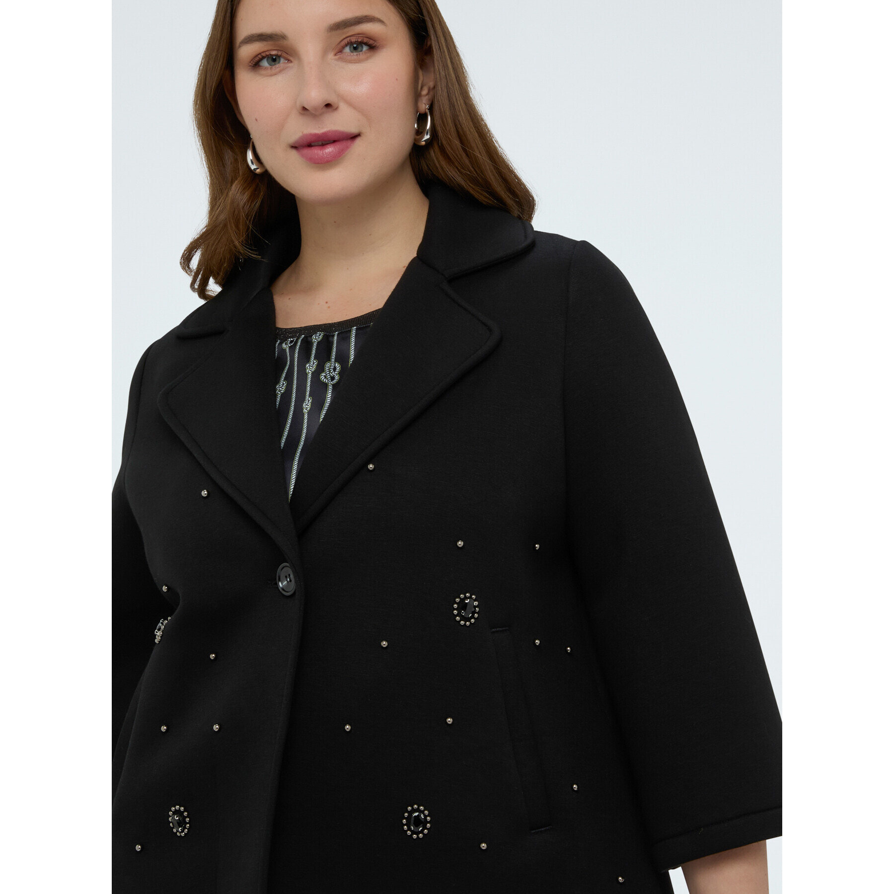 Fiorella Rubino - Cappotto corto in scuba doppiopetto - Nero