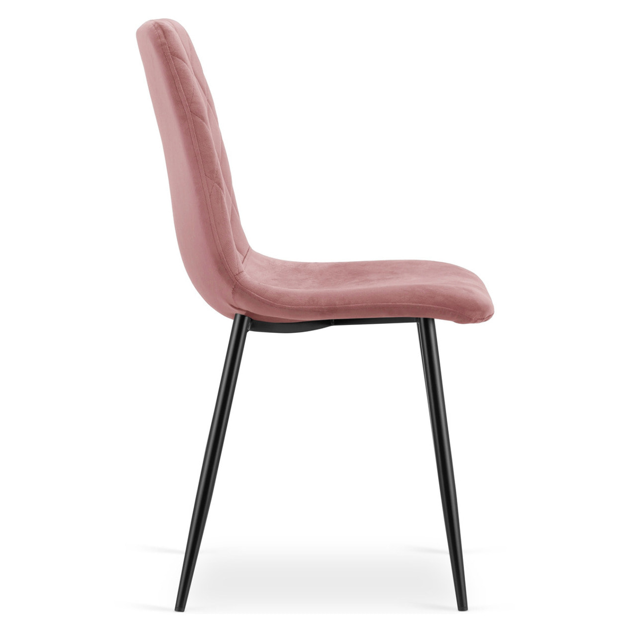 Sedia Turin in velluto rosa con gambe nere