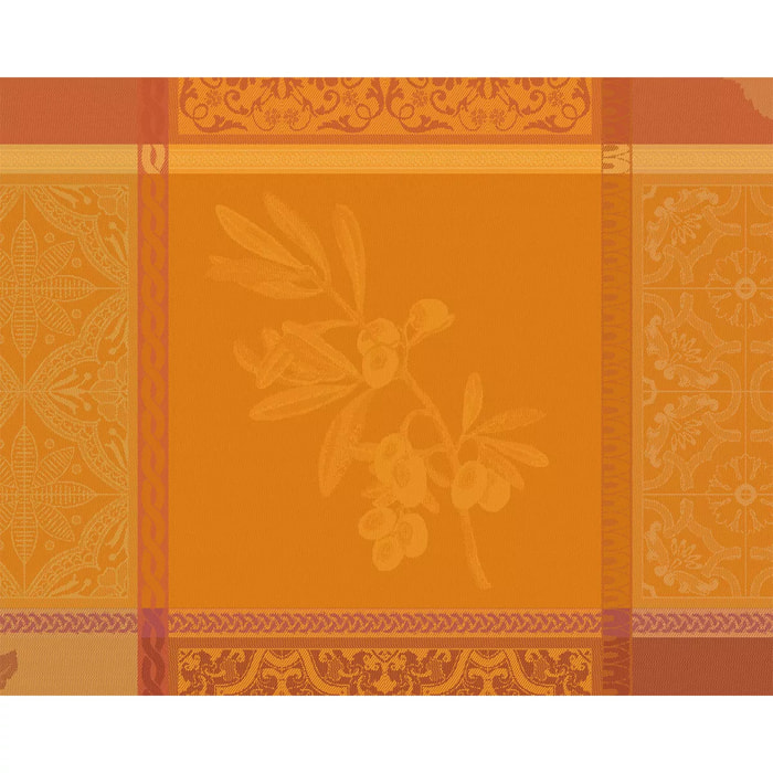 Set pur coton enduit jacquard Mille tutti frutti ocre