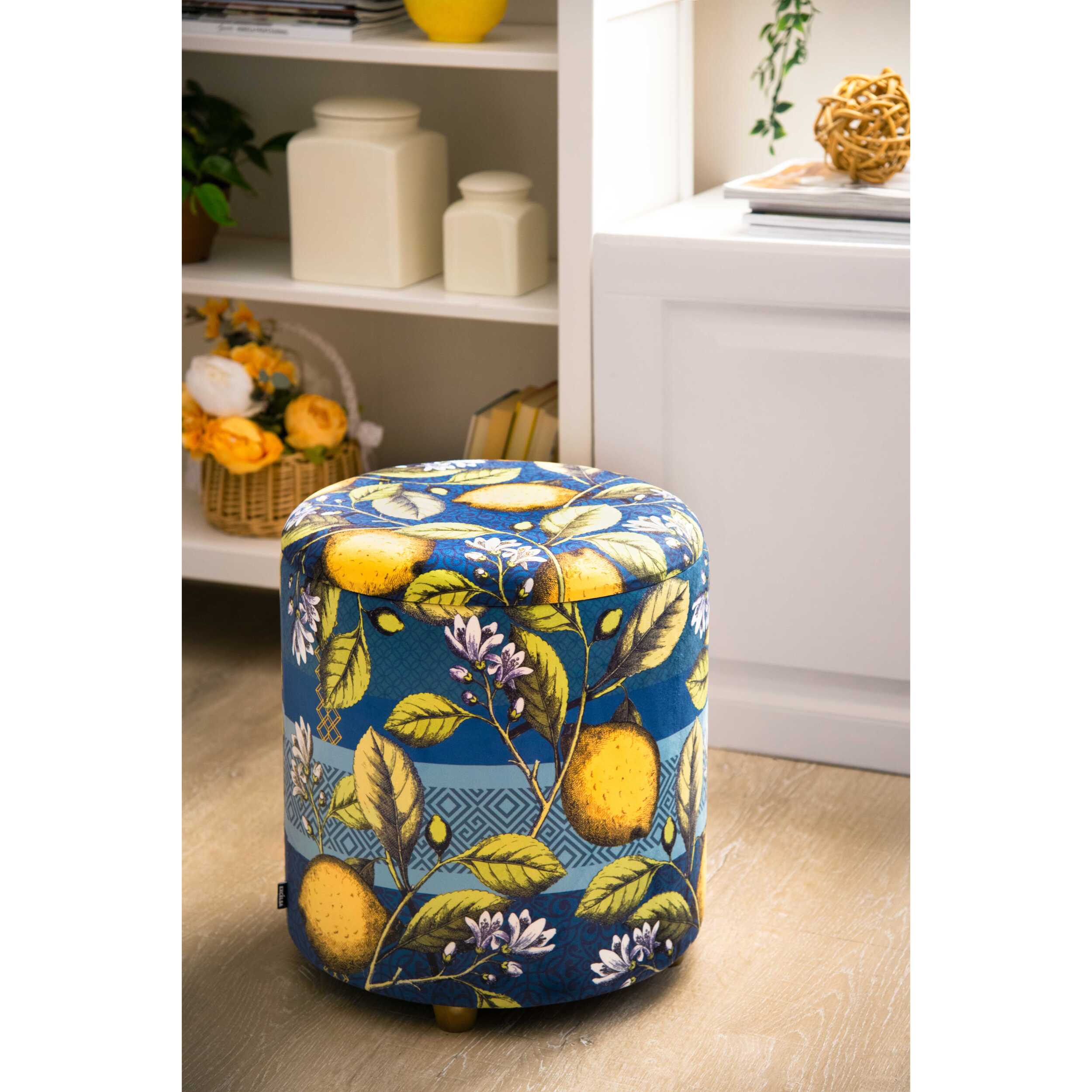 Pouf contenitore Excelsa Boboli in velluto e legno 39x39x43 cm multicolore