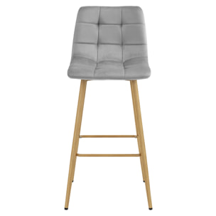 Sgabello Arceto in velluto grigio chiaro e gambe rovere