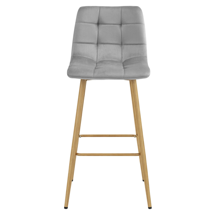 Sgabello Arceto in velluto grigio chiaro e gambe rovere