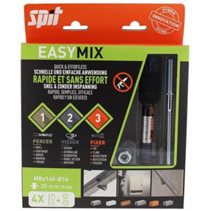 Cheville EasyMix SPIT M8 x 140/30 - Blister 4 pièces - 060230