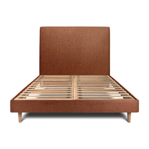 Lit avec tête de lit tapissée bouclette et sommier kit Ep14