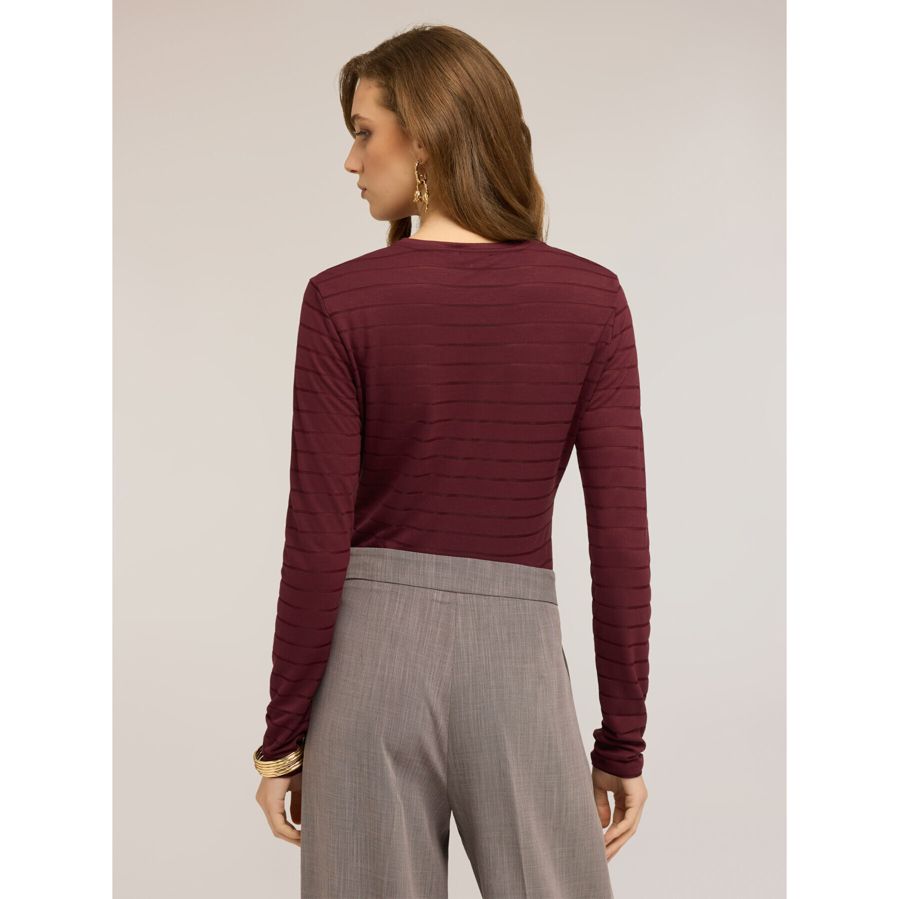 Motivi - Body a righe in jersey misto viscosa - Bordeaux