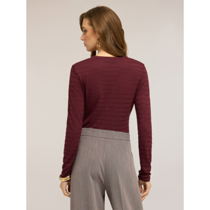 Motivi - Body a righe in jersey misto viscosa - Bordeaux
