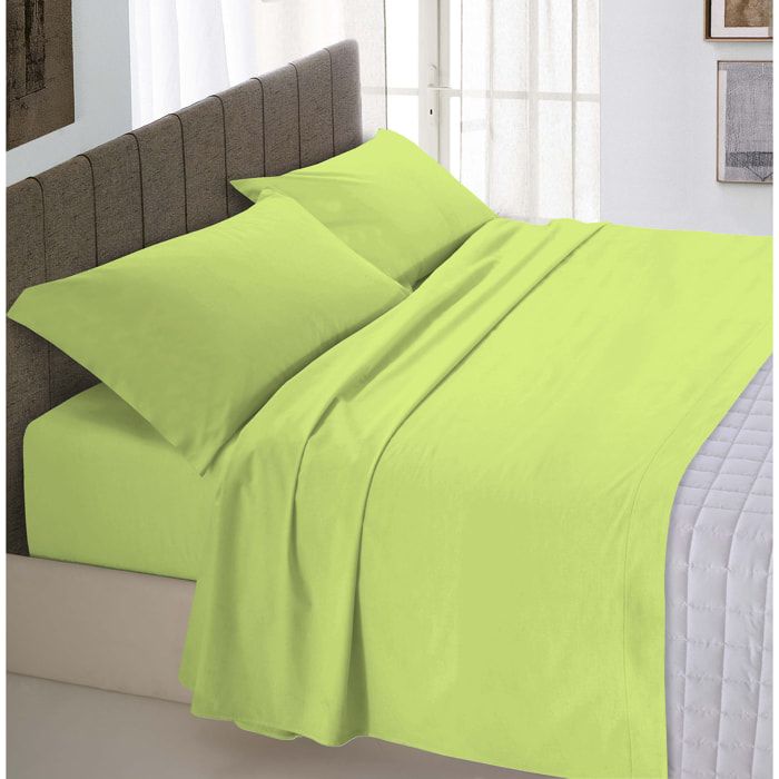 COMPLETO LETTO MAX COLOR MADE IN ITALY COTONE- VERDE ACIDO MATRIMONIALE