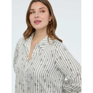 Fiorella Rubino - Camisa estampada a rayas con nudos - Blanco