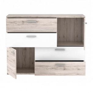 Commode 2 portes 4 tiroirs en bois - 5 coloris - SKY