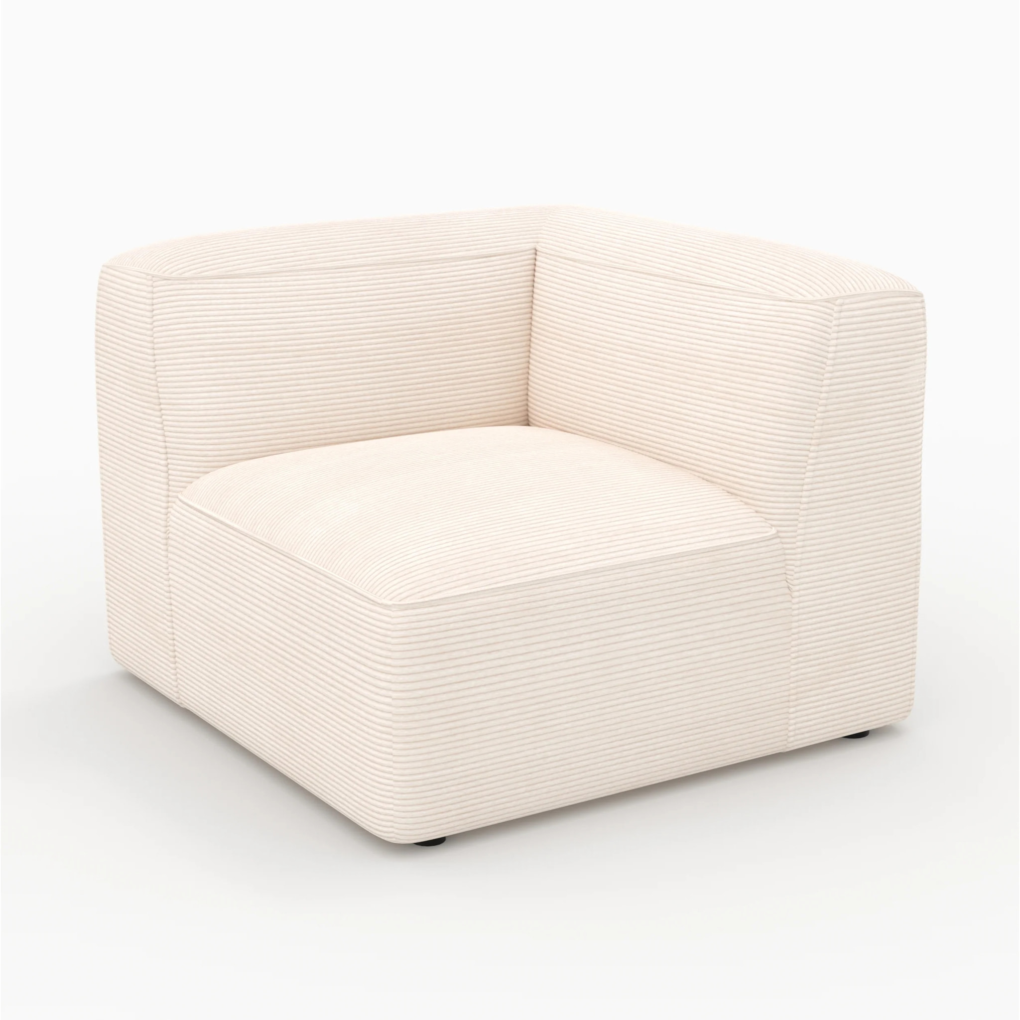 Angle droit pour canapé modulable en velours blanc cassé - Mina