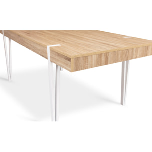 Table à manger Hudson bois et blanc 200cm