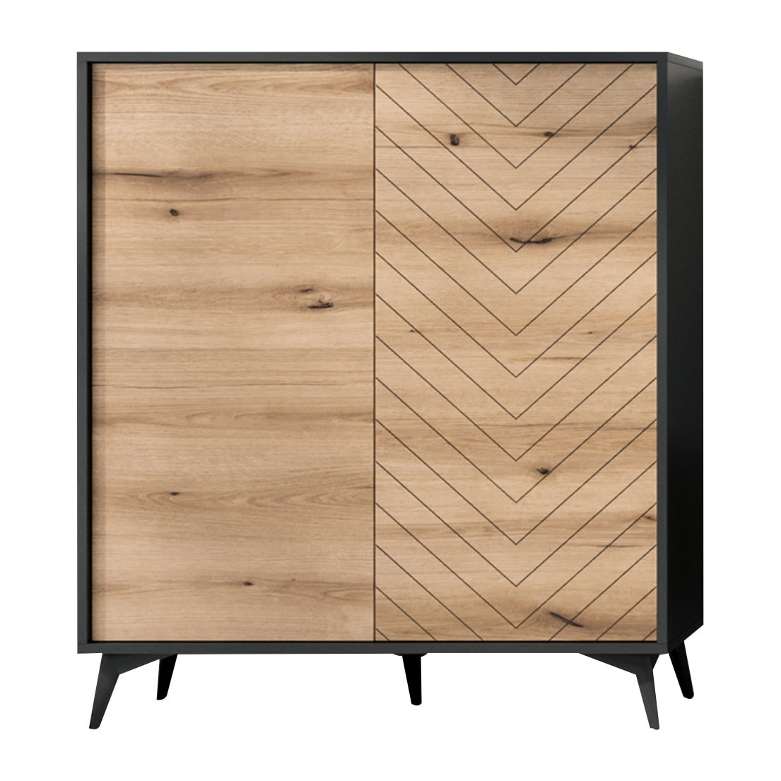 Peter - buffet haut - bois et noir - 104 cm - style industriel - Bois / Noir