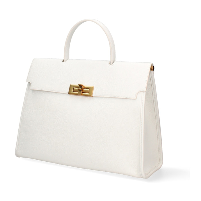 Borsa a mano da donna Made in Italy - Modello Zaffiro Lux - 100% pelle - 35.0 x 27.0 x 13.0 cm