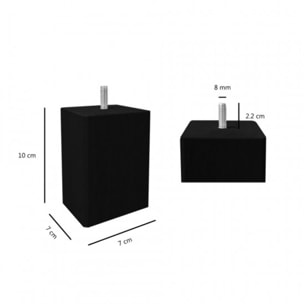 Pieds de lit 10 cm carrés en bois - 4 coloris - lot de 4 - EDDY