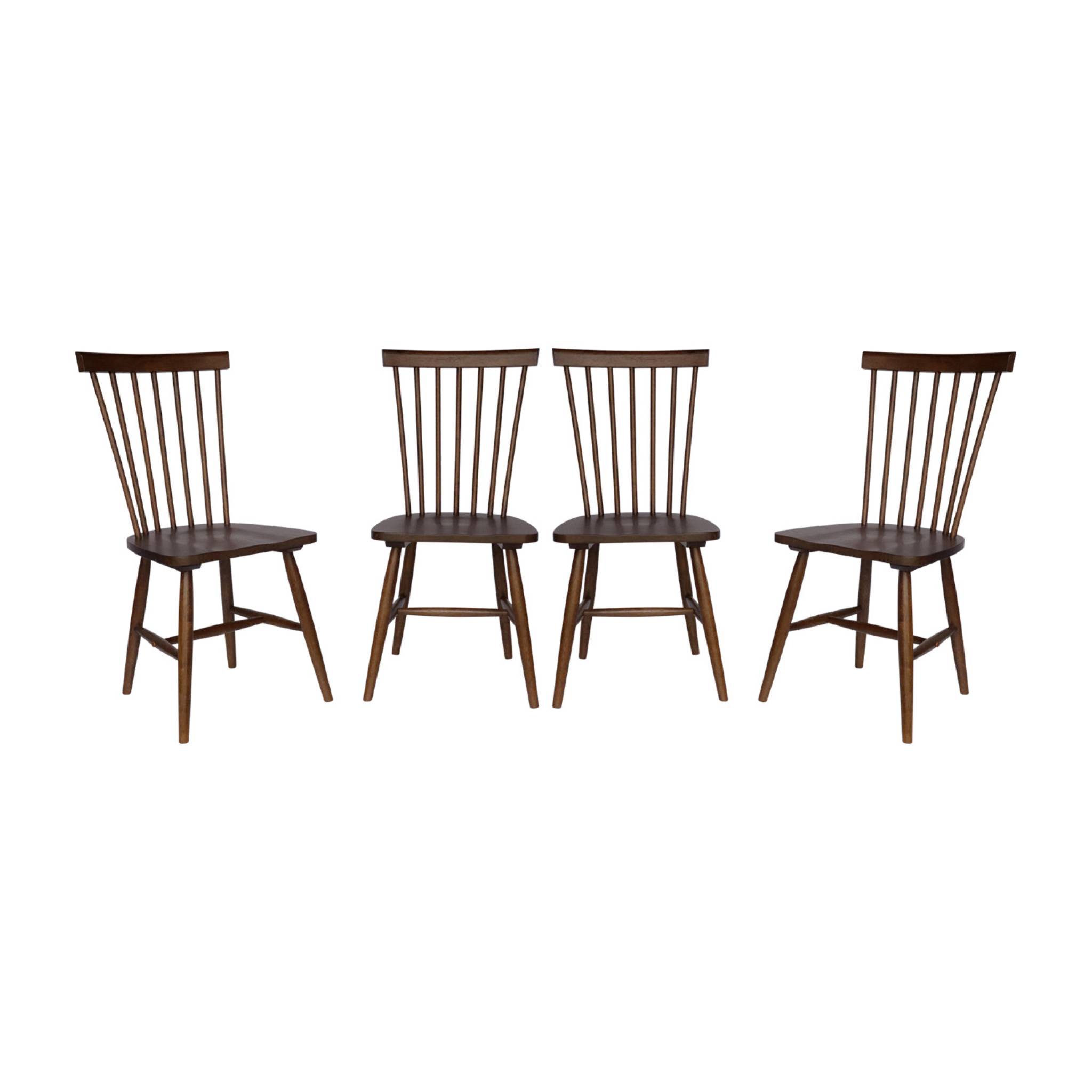 Lot de 4 chaises noyer à barreaux en bois d'hévéa. ROMIE. L 50.8 x P 44.2 x H 90cm.