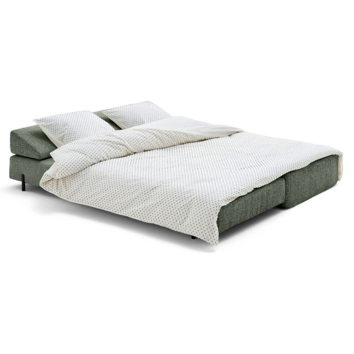 Brescia - banquette 3 places convertible en tissu velours relief - Vert