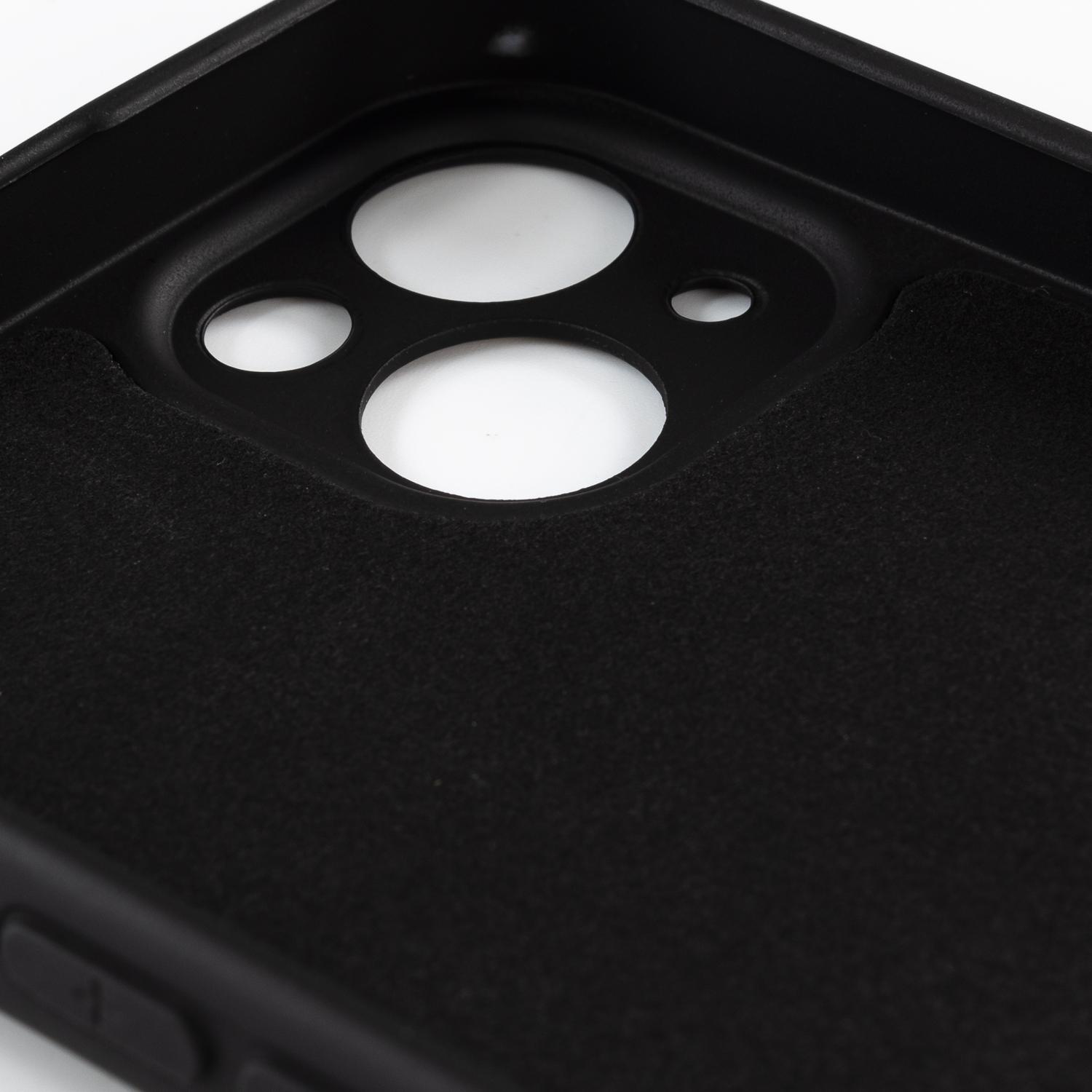 DAM Custodia Essential in silicone con protezione per fotocamera per iPhone 15 Plus. Interno in morbido velluto. 8,06x1,06x16,37 centimetri. Colore nero