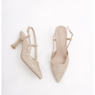 SLINGBACK CHIFFON CHOCOLA' CHAMPAGNE