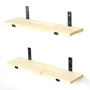 MUSE - Étagère murale en bois d'épicéa et métal - 2 rangements - bois et noir