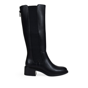 Botas altas negras con tacón y elástico
