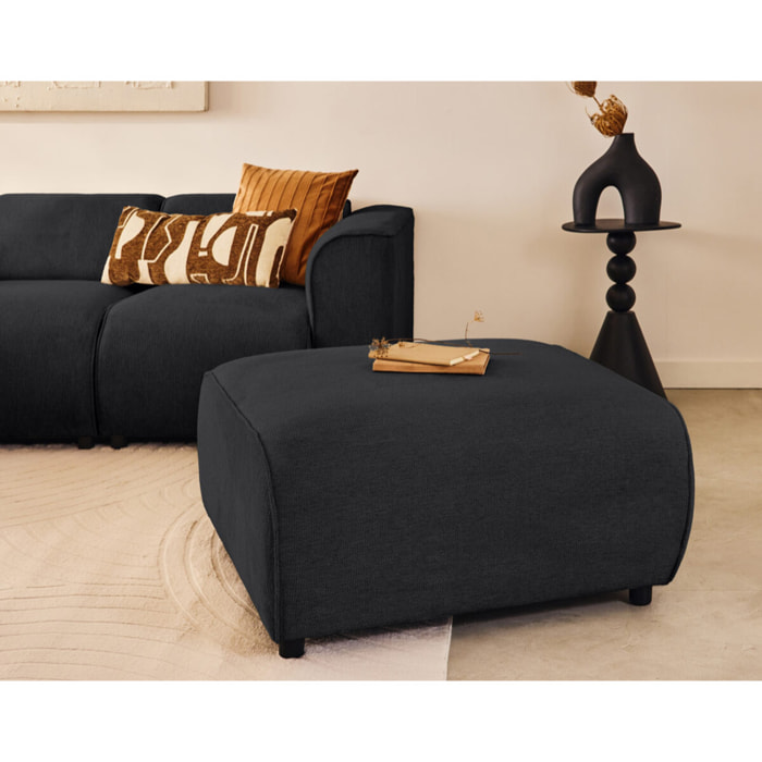 Suaro - Pouf en tissu texturé - Noir
