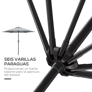 Sombrilla Terraza Exterior Ø230 cm Sombrilla de Jardín con Ángulo Ajustable y Manivela Impermeable Parasol para Patio Terraza Gris